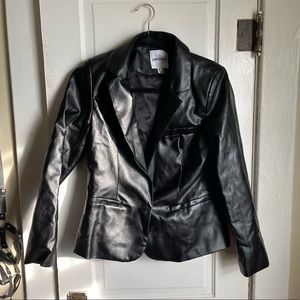Black Faux Leather Blazer